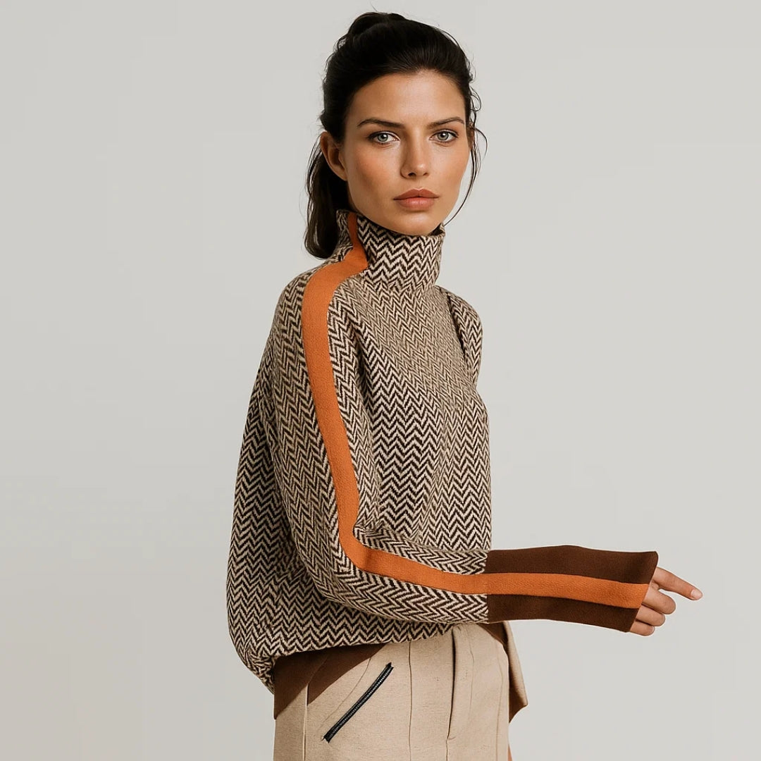 The Chloe Herringbone Turtleneck Knit