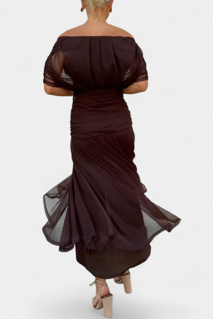 Cecilia - Long off shoulder chiffon dress