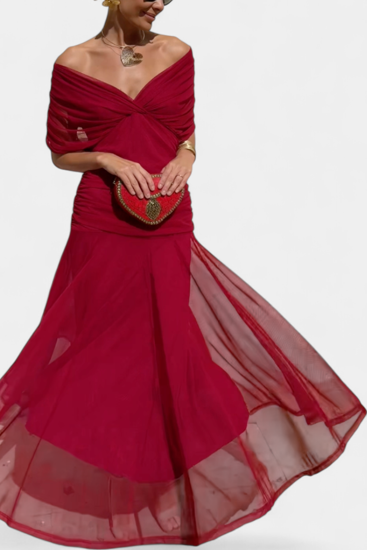 Elowen - Long floral dress with V-neck