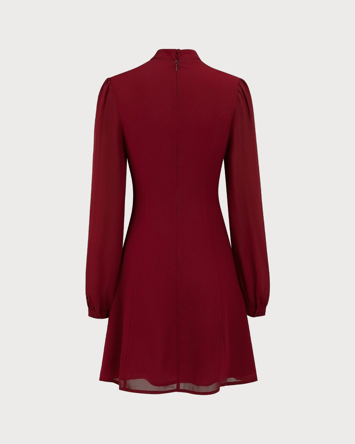 Red Mock Neck See-Through Mini Dress