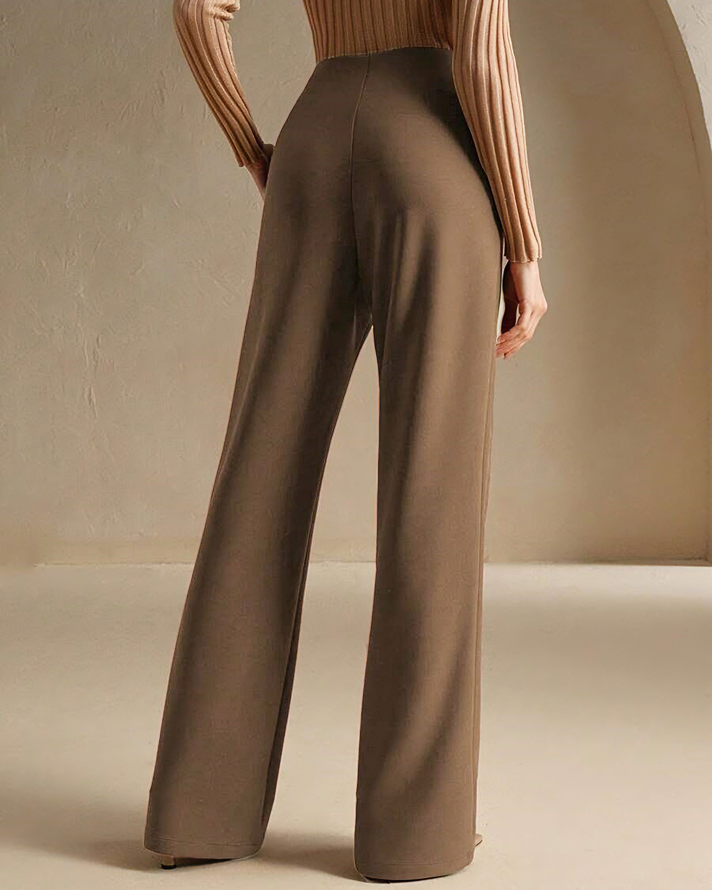 Coffee Natural Waisted Flared Pants