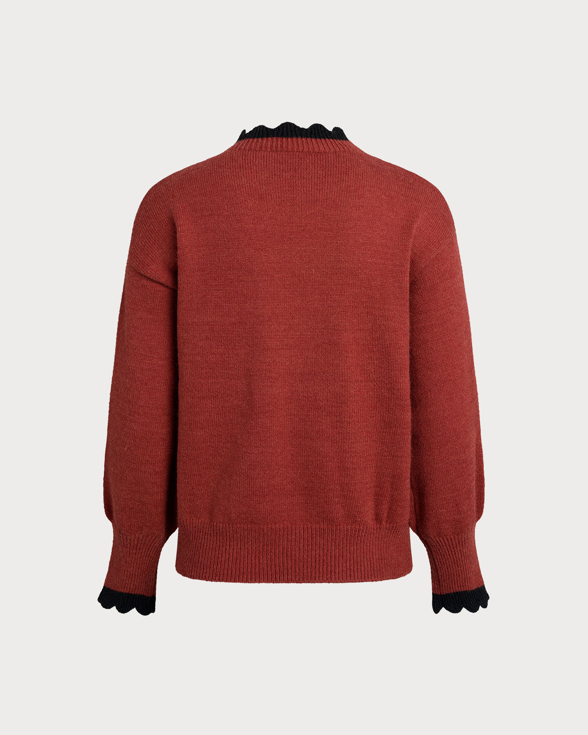 Wine Red Contrasting Loose Sweater