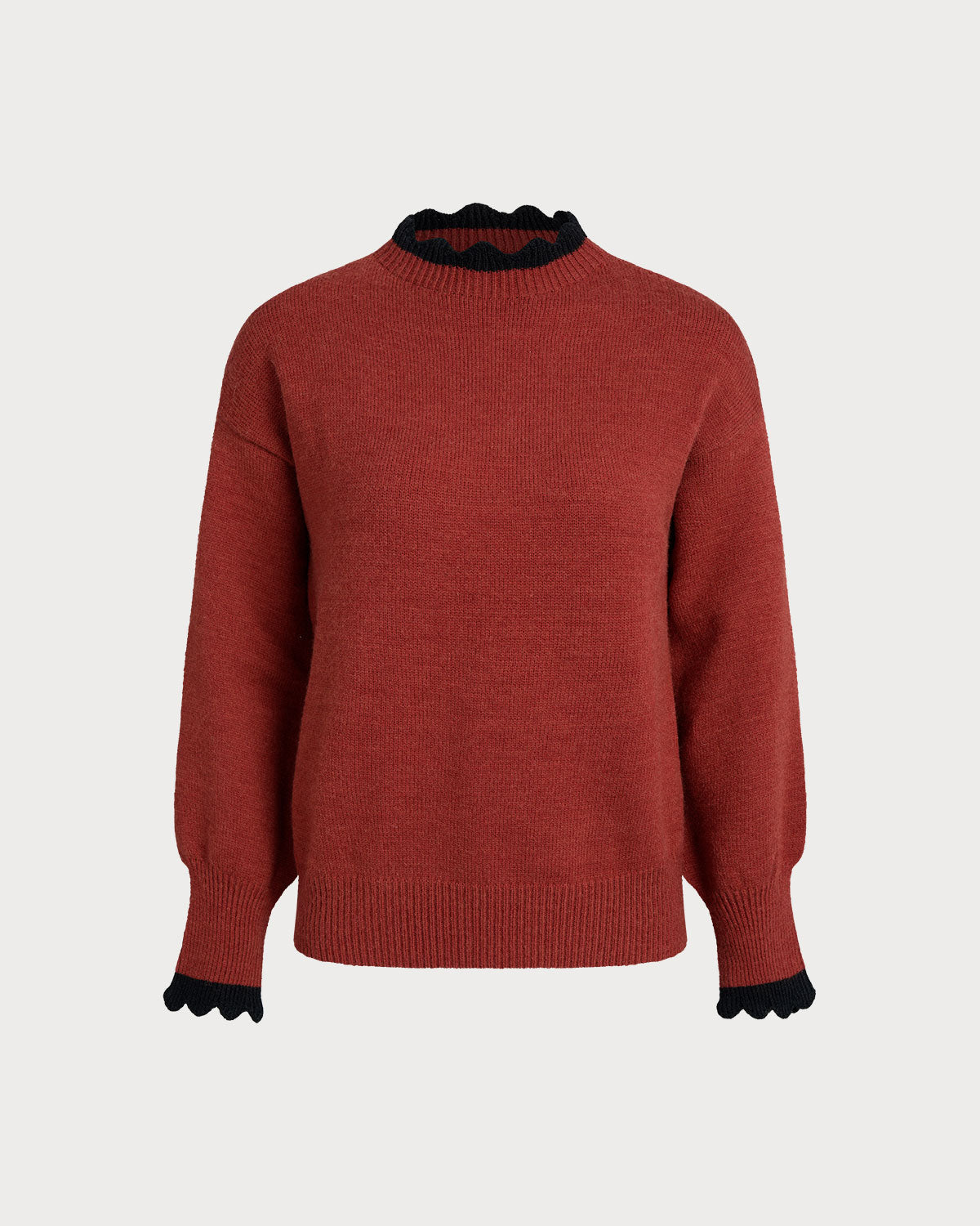 Wine Red Contrasting Loose Sweater