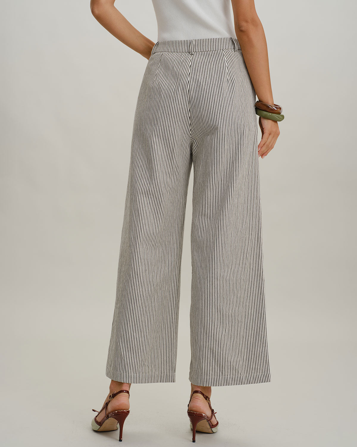 Black Striped Natural Waisted Pants