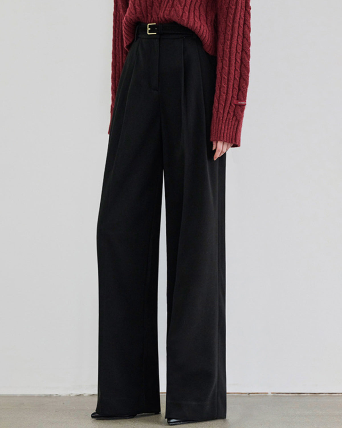Black Natural Waisted Straight Casual Pants