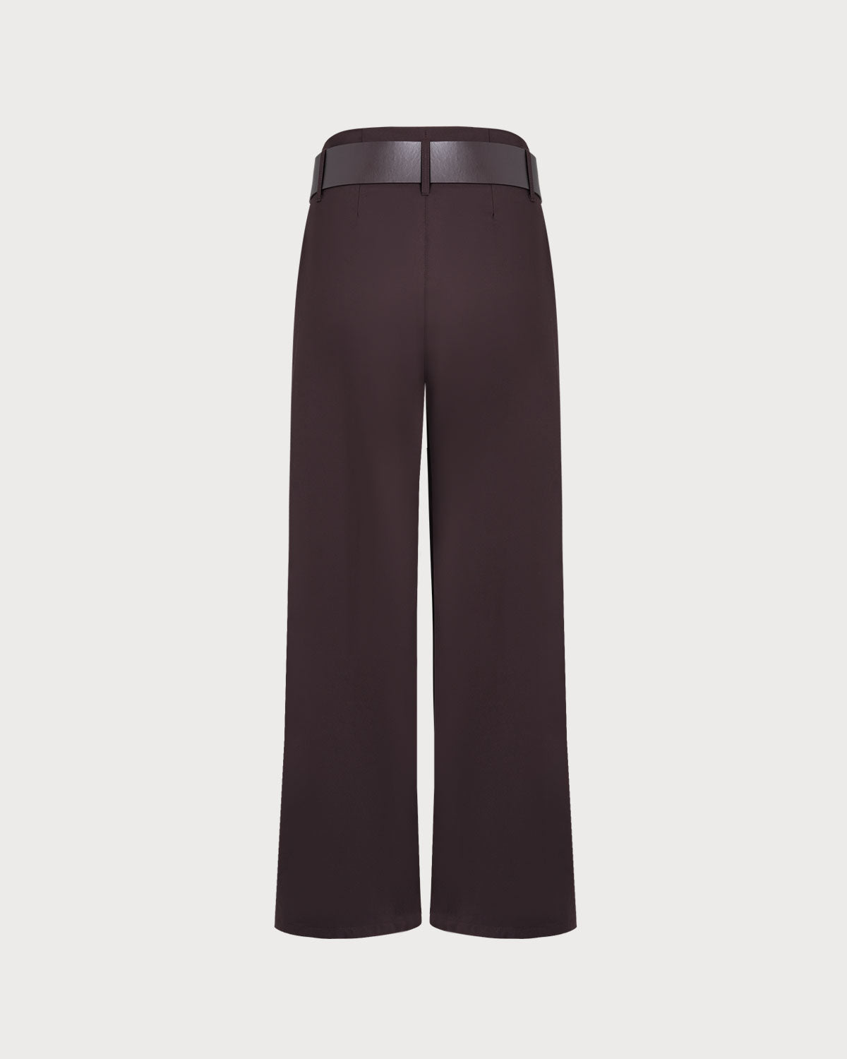 Brown Belted Straight Casual Pants