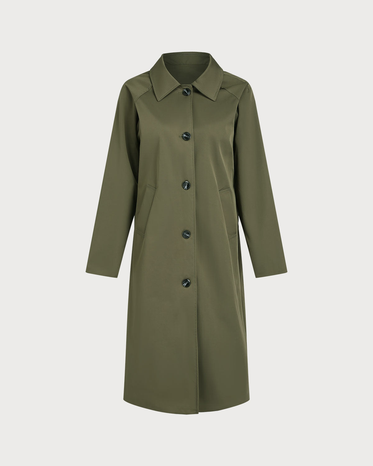 Green Contrasting Trench Coat