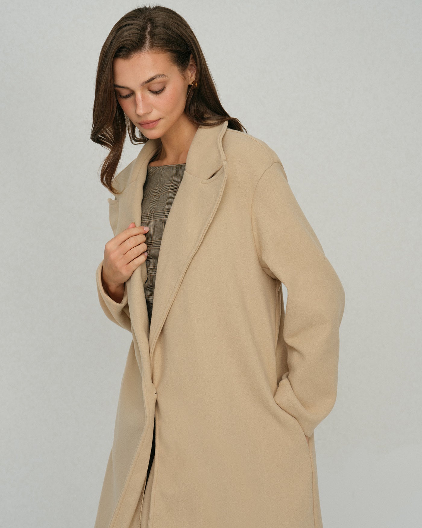 Camel Single Button Trench Coat