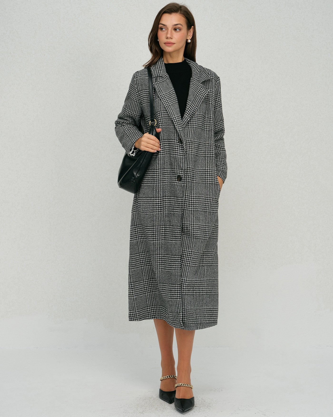 Black Plaid Trench Coat