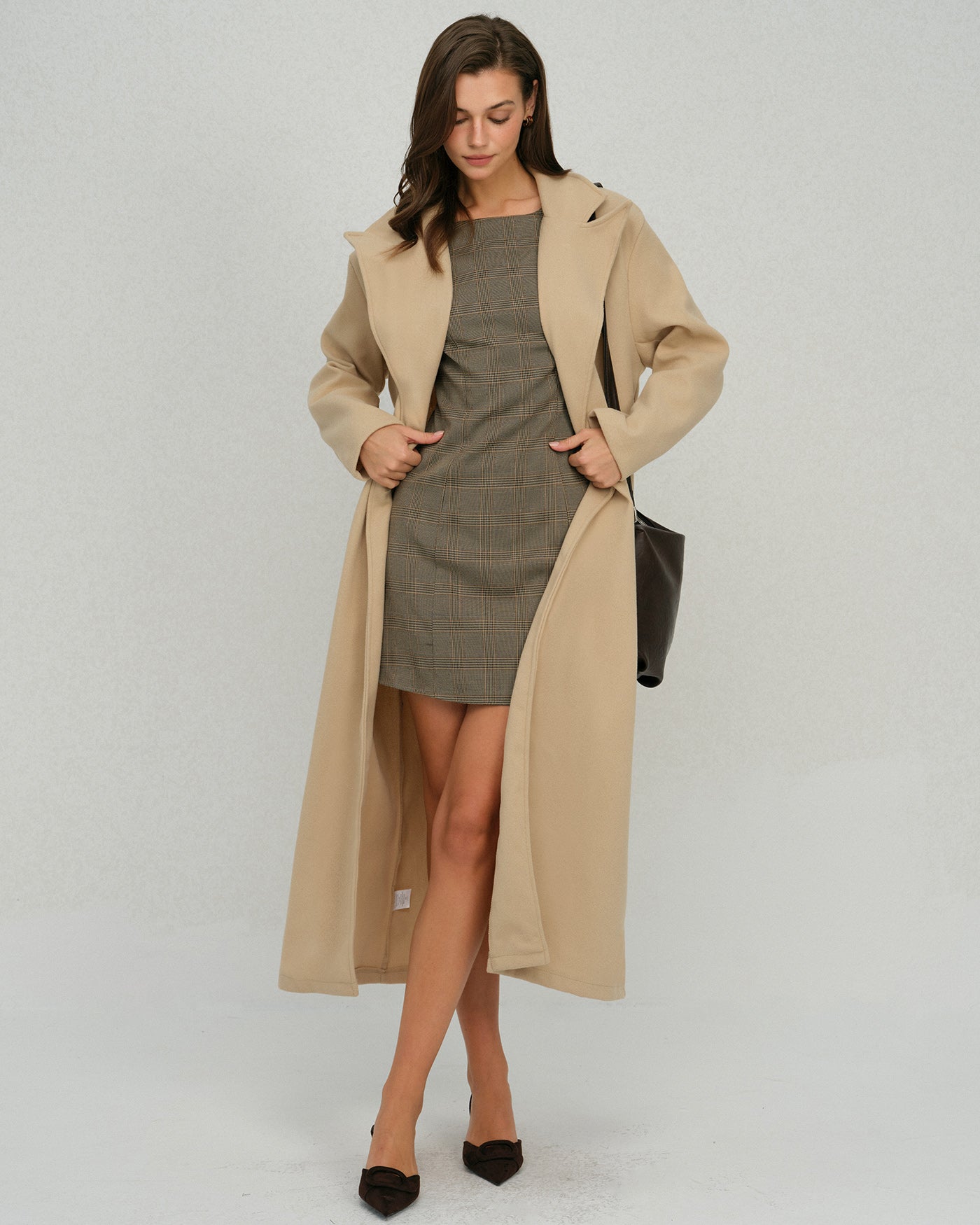 Camel Single Button Trench Coat