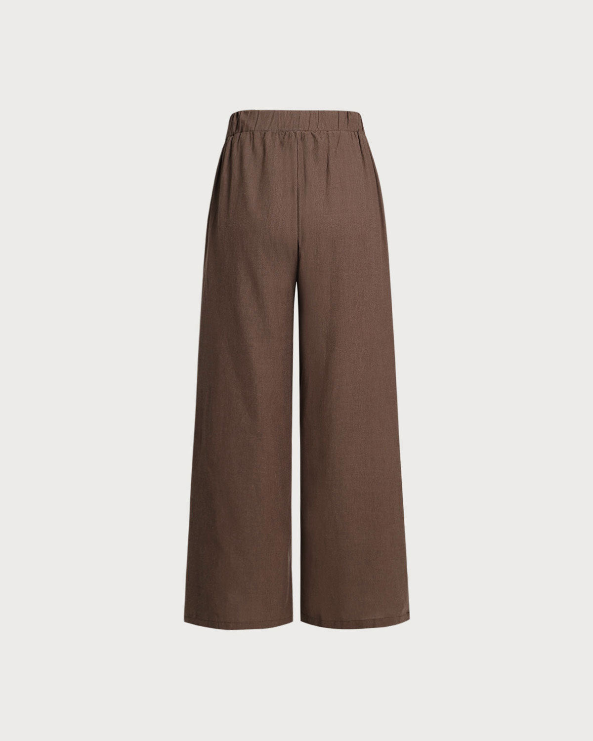 Coffee Elastic Waist Wide Leg Pants