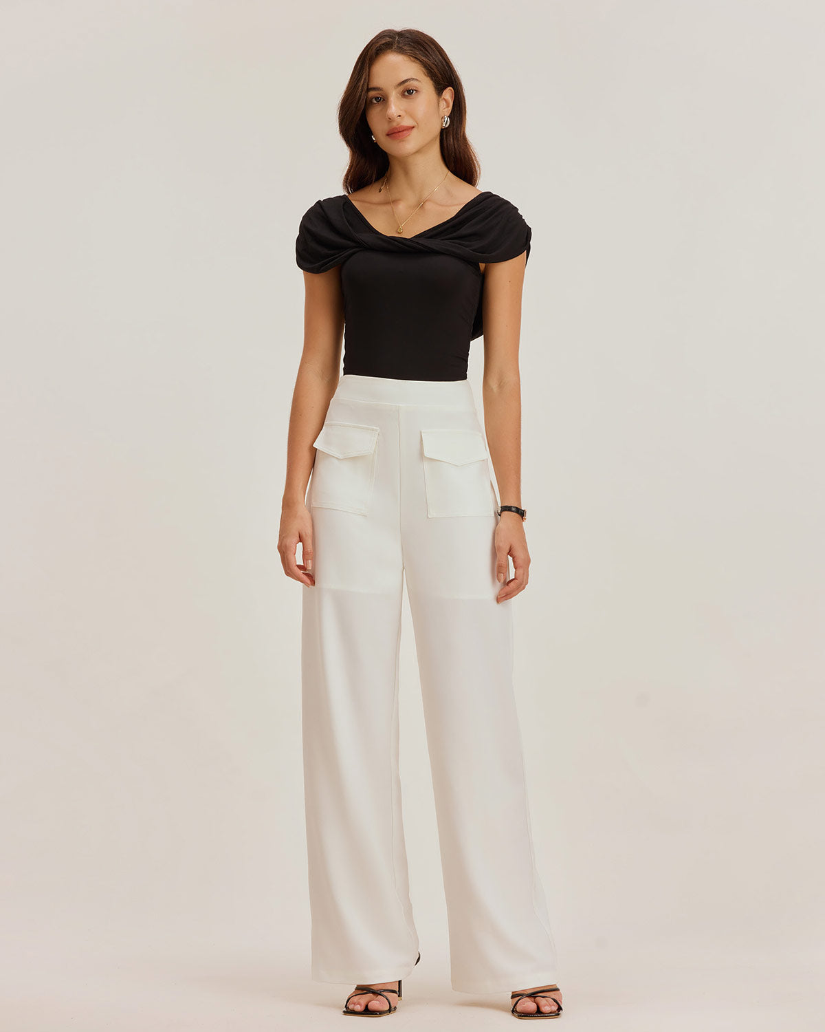 White Straight Pocket Pants