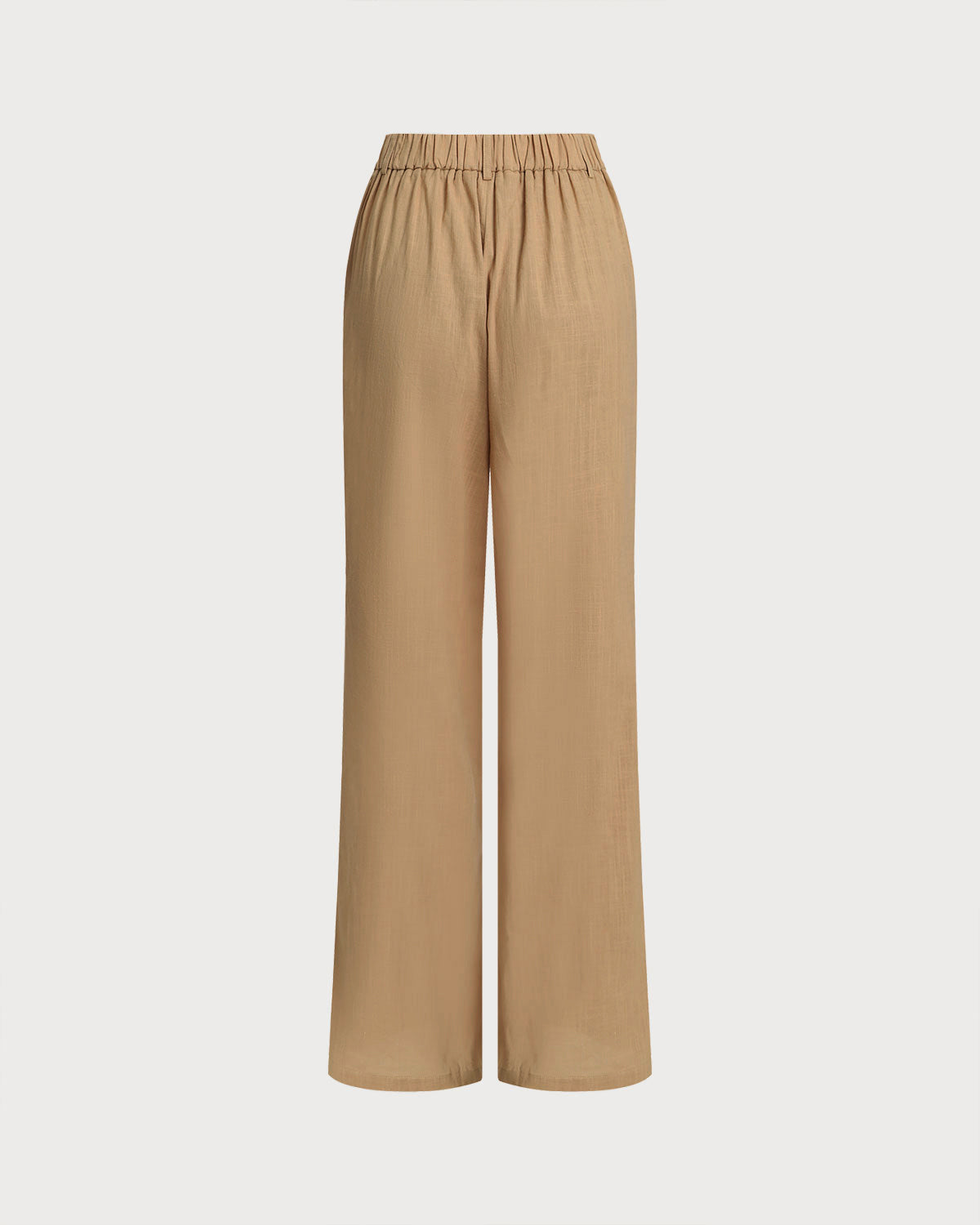 Brown Elastic Waist Pocket Straight Pants
