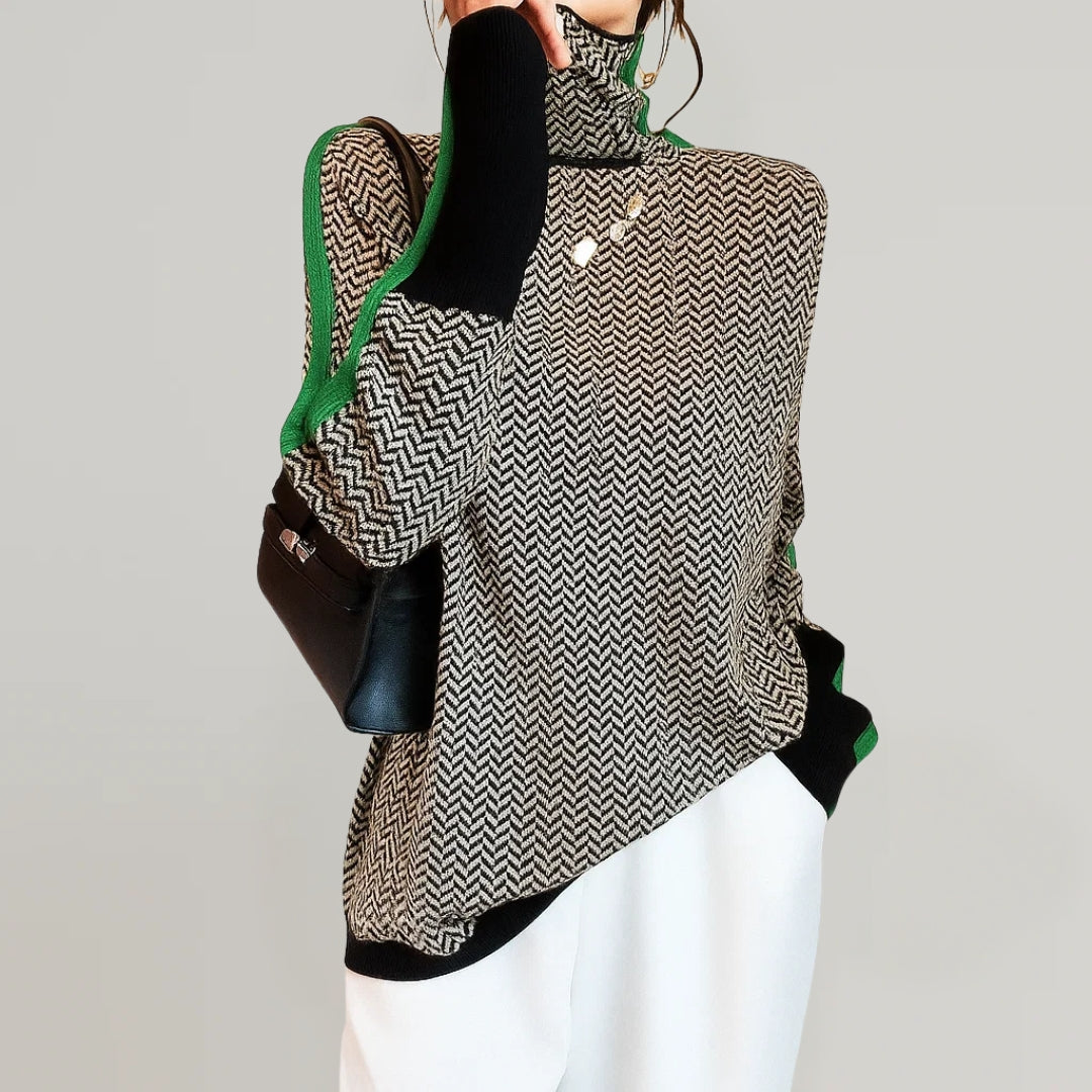 The Chloe Herringbone Turtleneck Knit