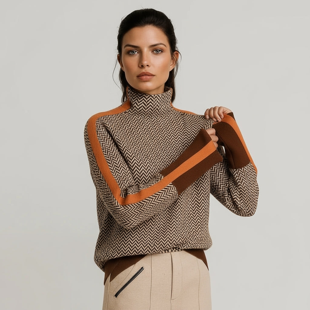 The Chloe Herringbone Turtleneck Knit