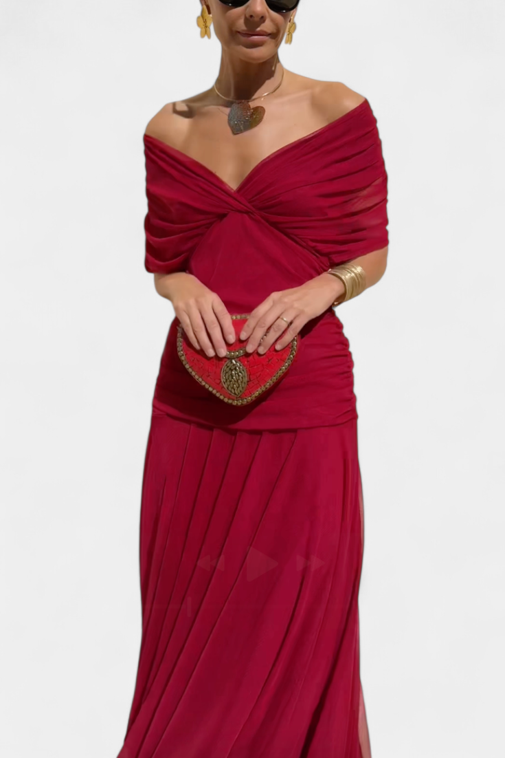 Scarlett - Long off shoulder chiffon dress