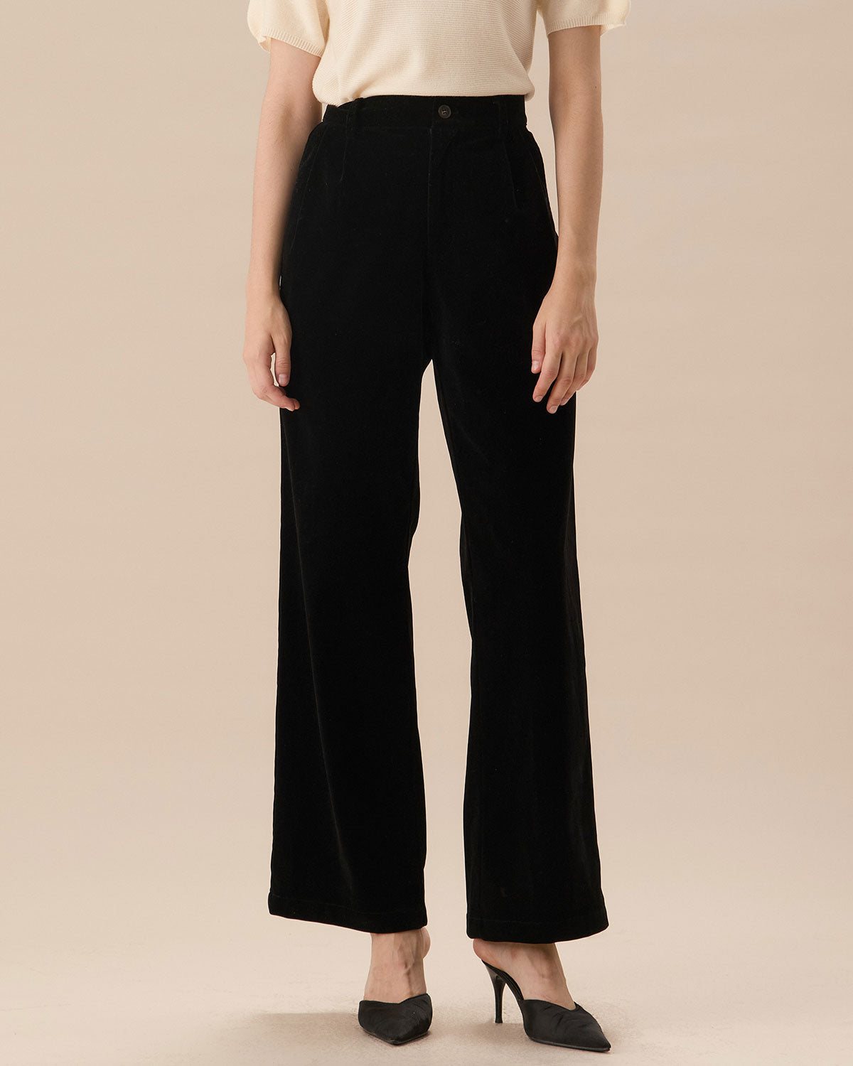 Black High Waisted Pleated Wide Leg Pants