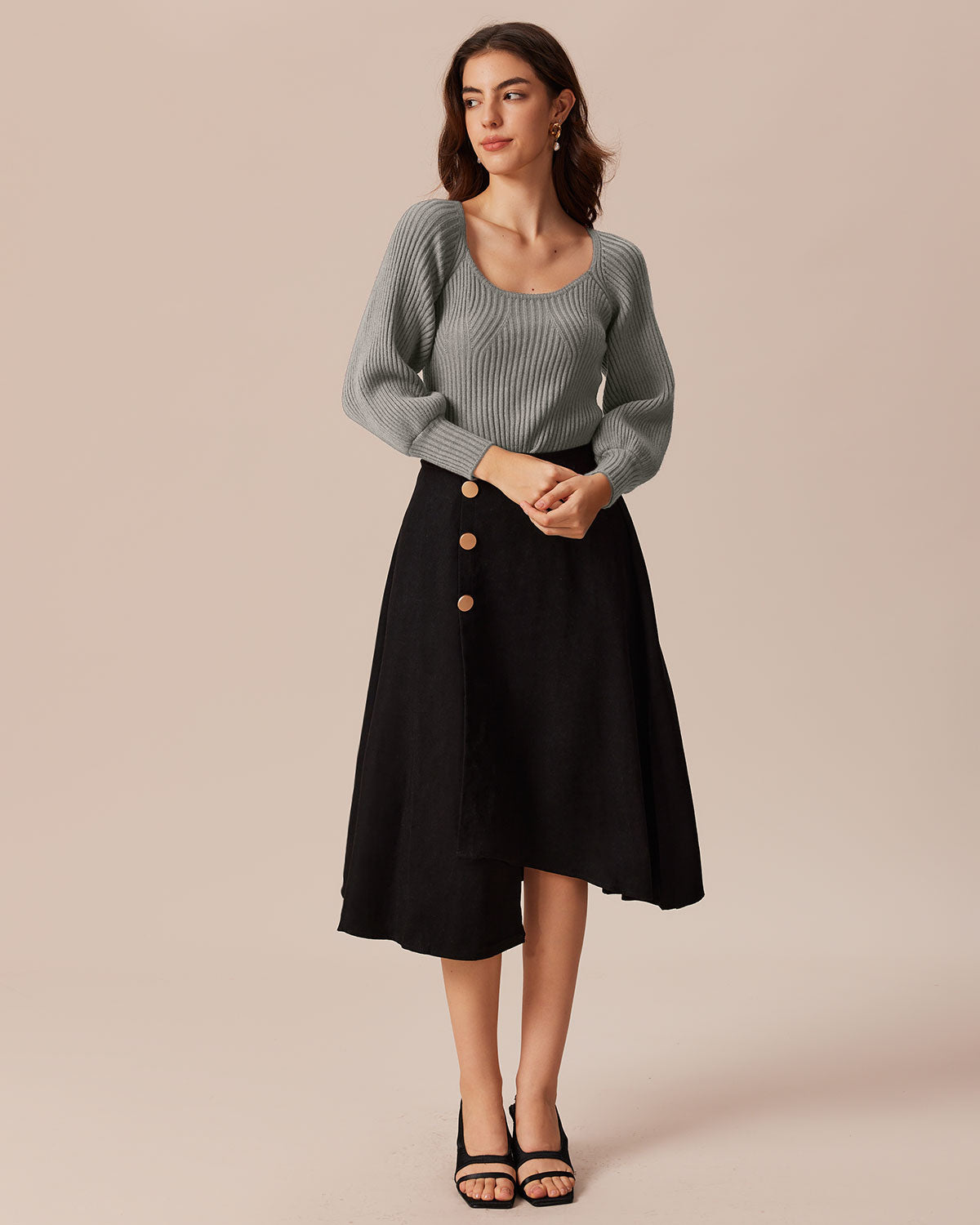 Grey U Neck Sweater