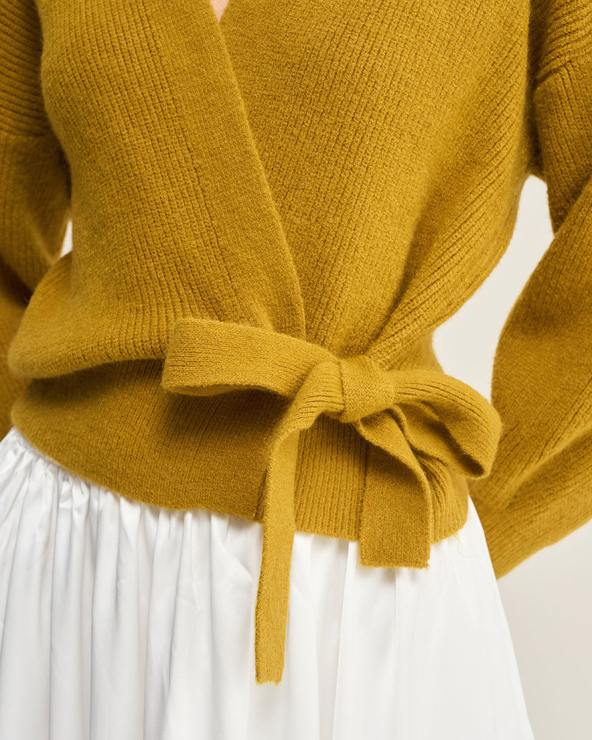 Ginger V Neck Drawstring Knit Cardigan