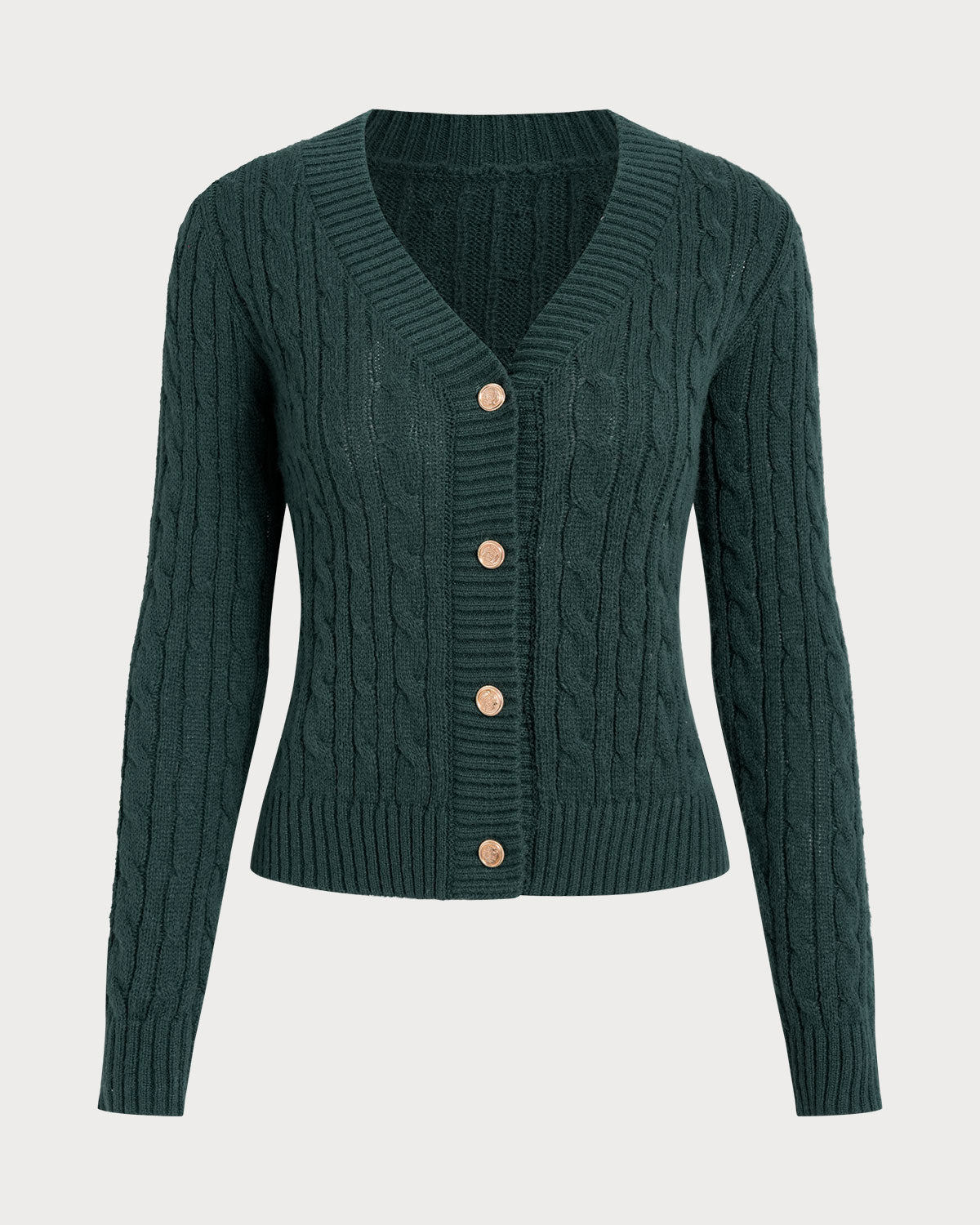 Green Single Breasted Daily Knit Cardigan