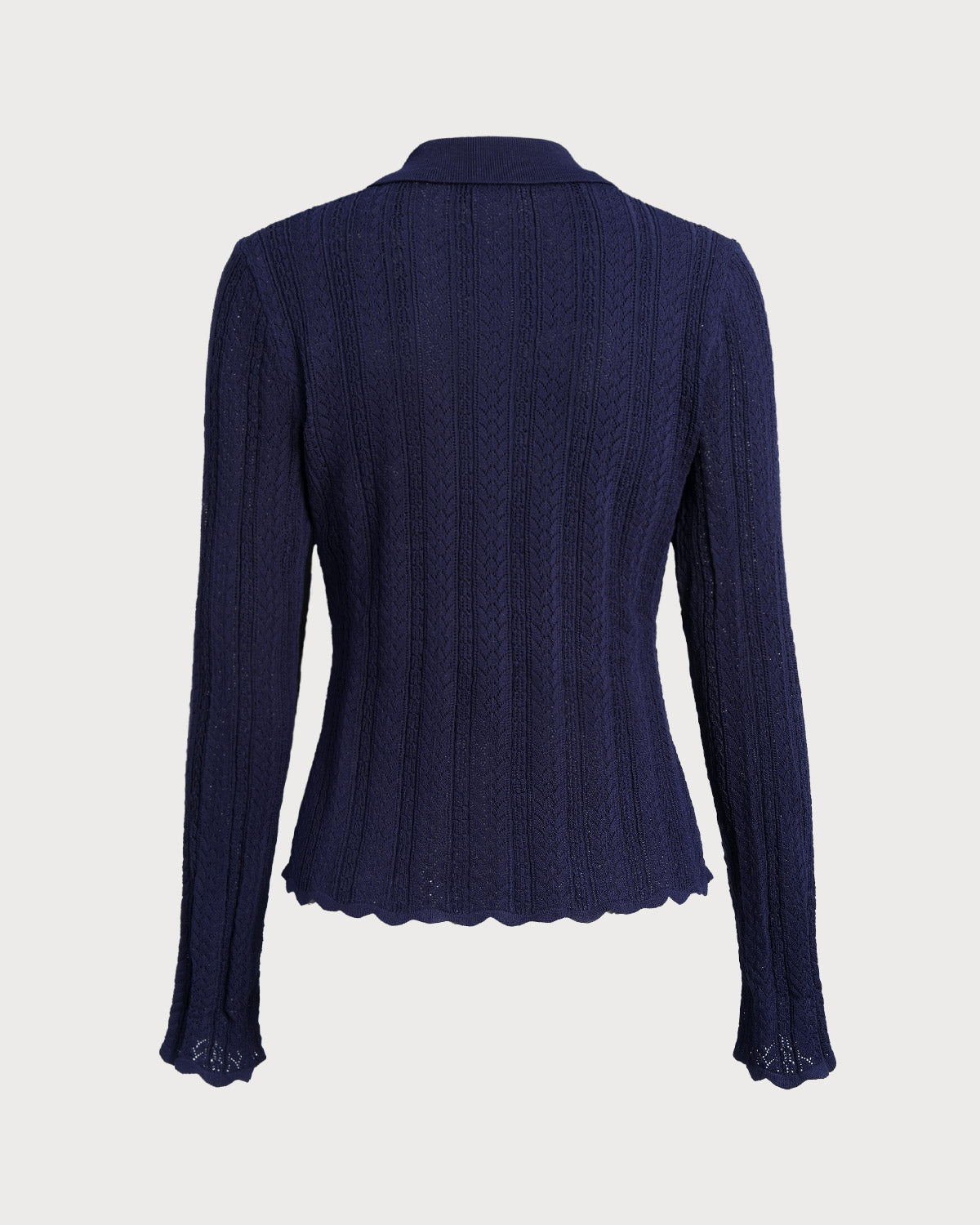 Navy Single Breasted Retro Knit Cardigan