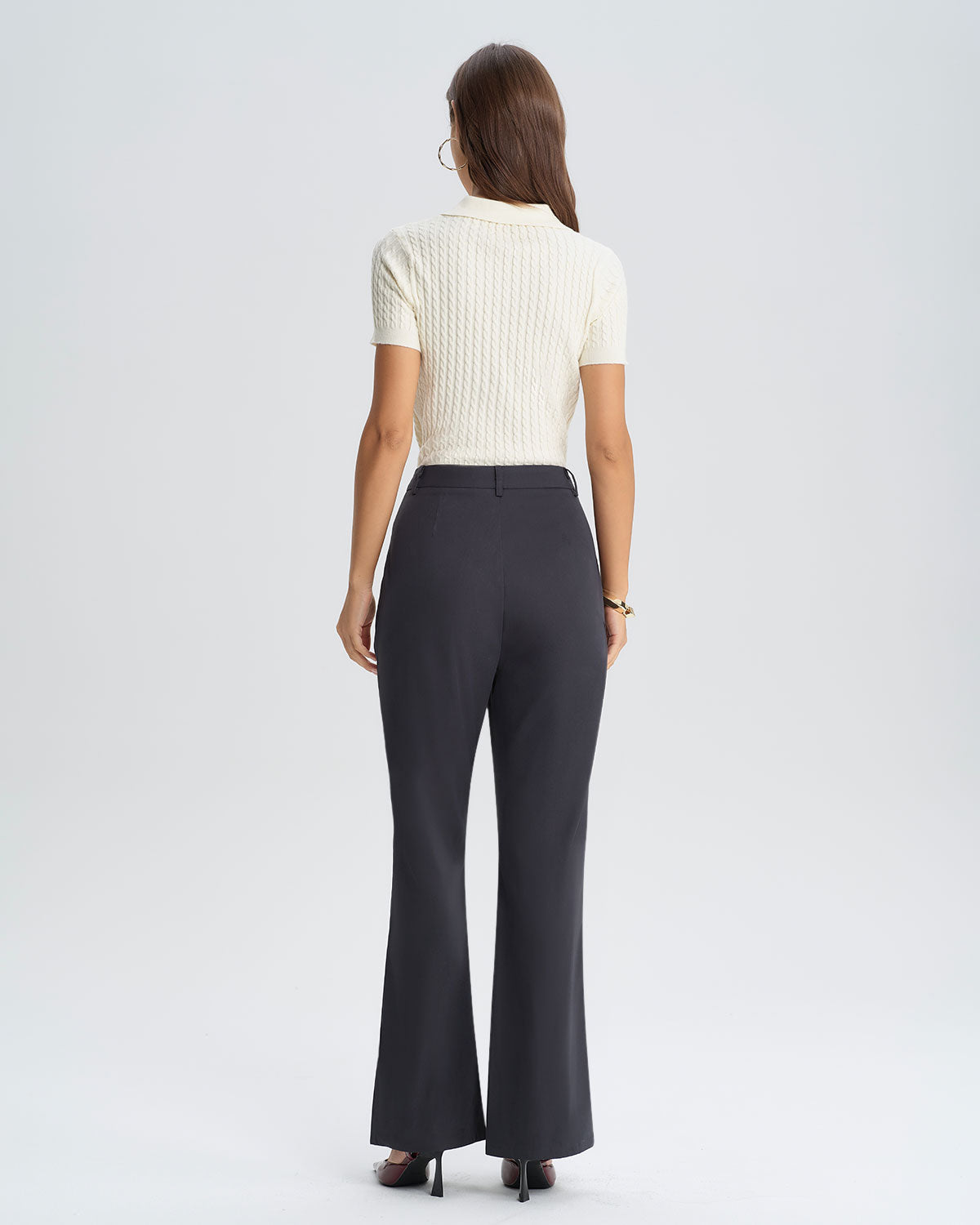 Grey Natural Waisted Flared Pants