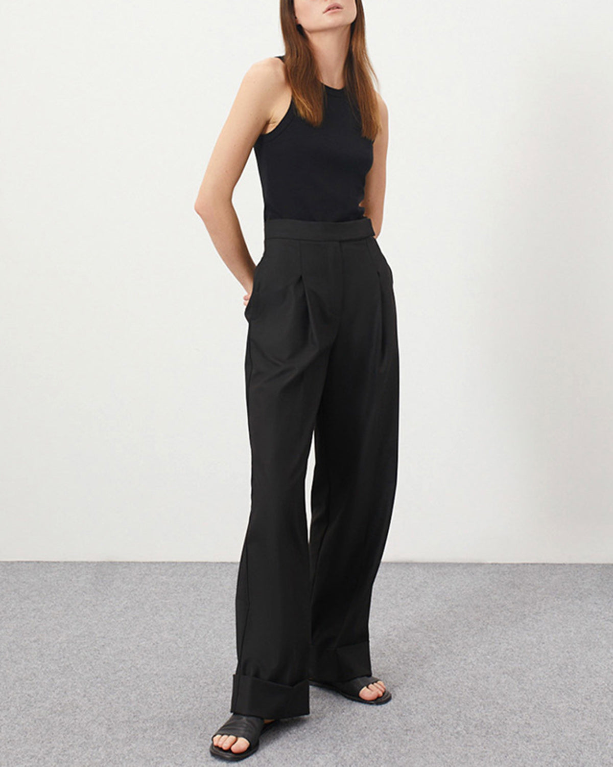 Black Straight Casual Pants