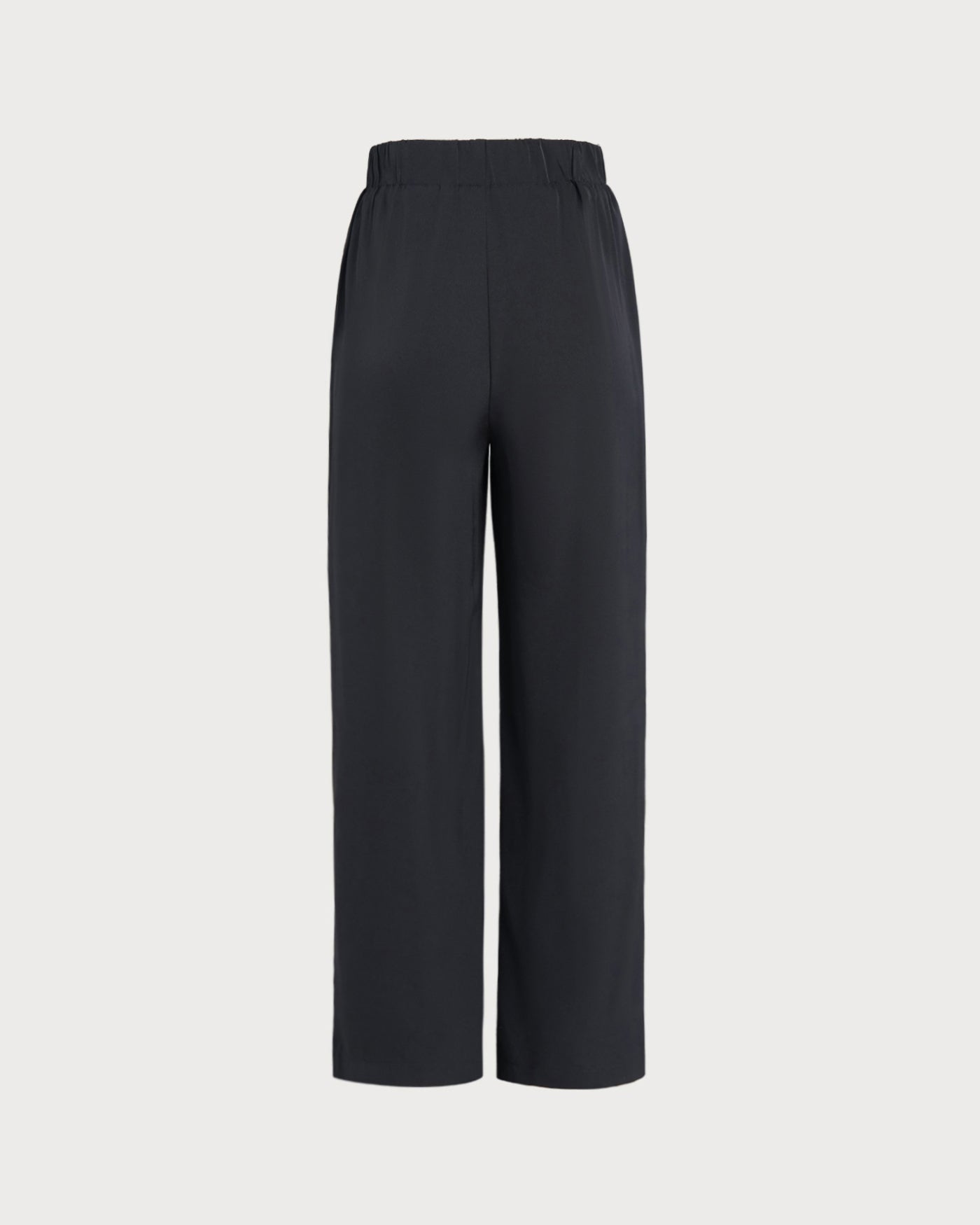 Black Straight Solid Casual Pants