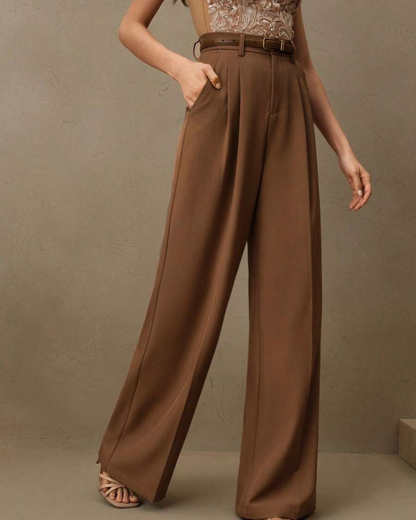 Caramel Natural Waisted Straight Pants