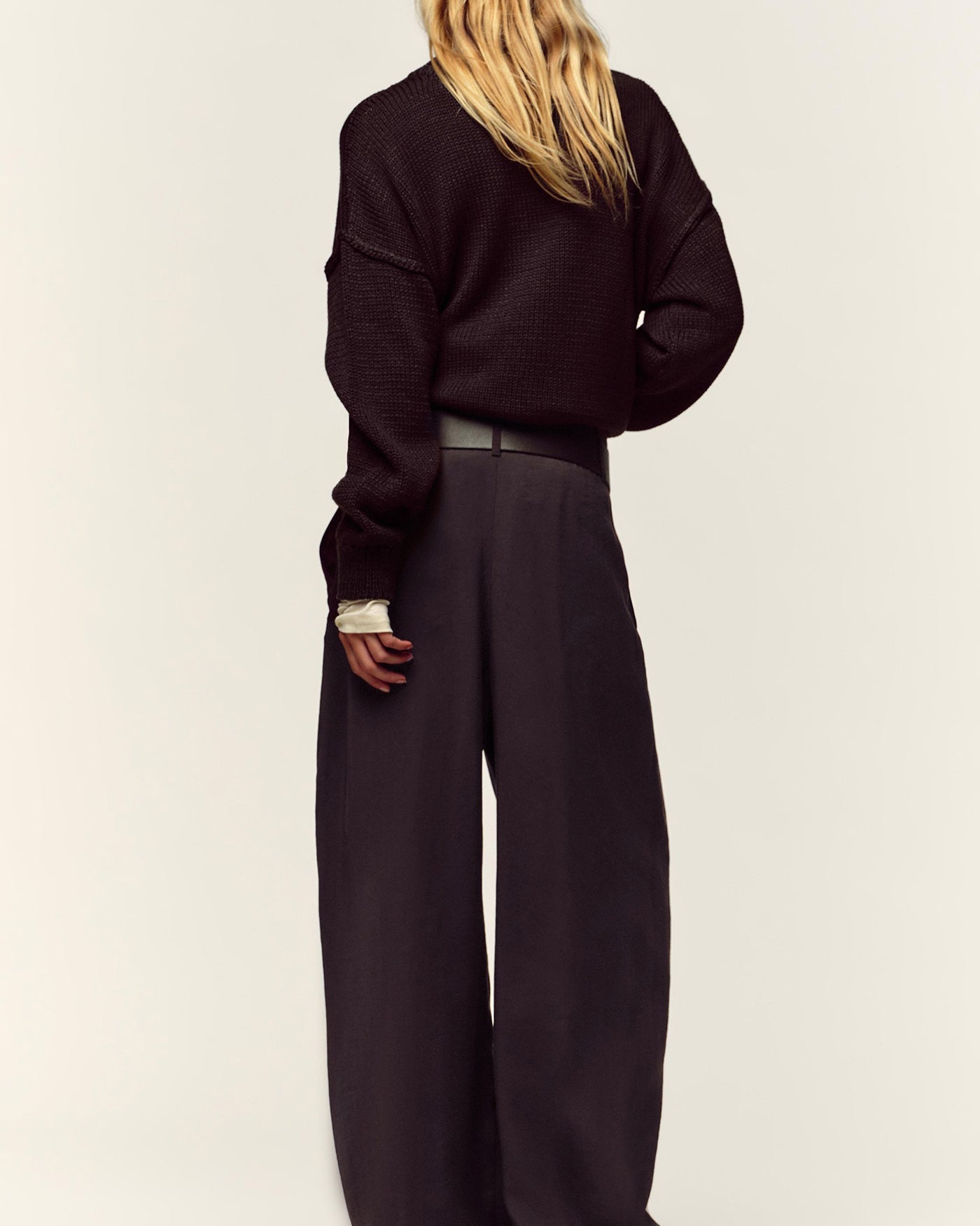 Brown Belted Straight Casual Pants