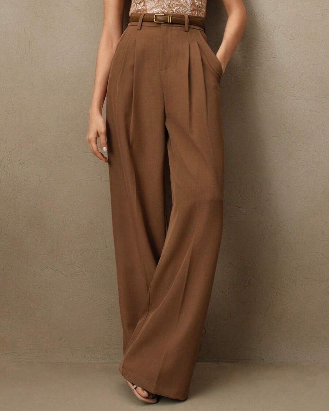 Caramel Natural Waisted Straight Pants