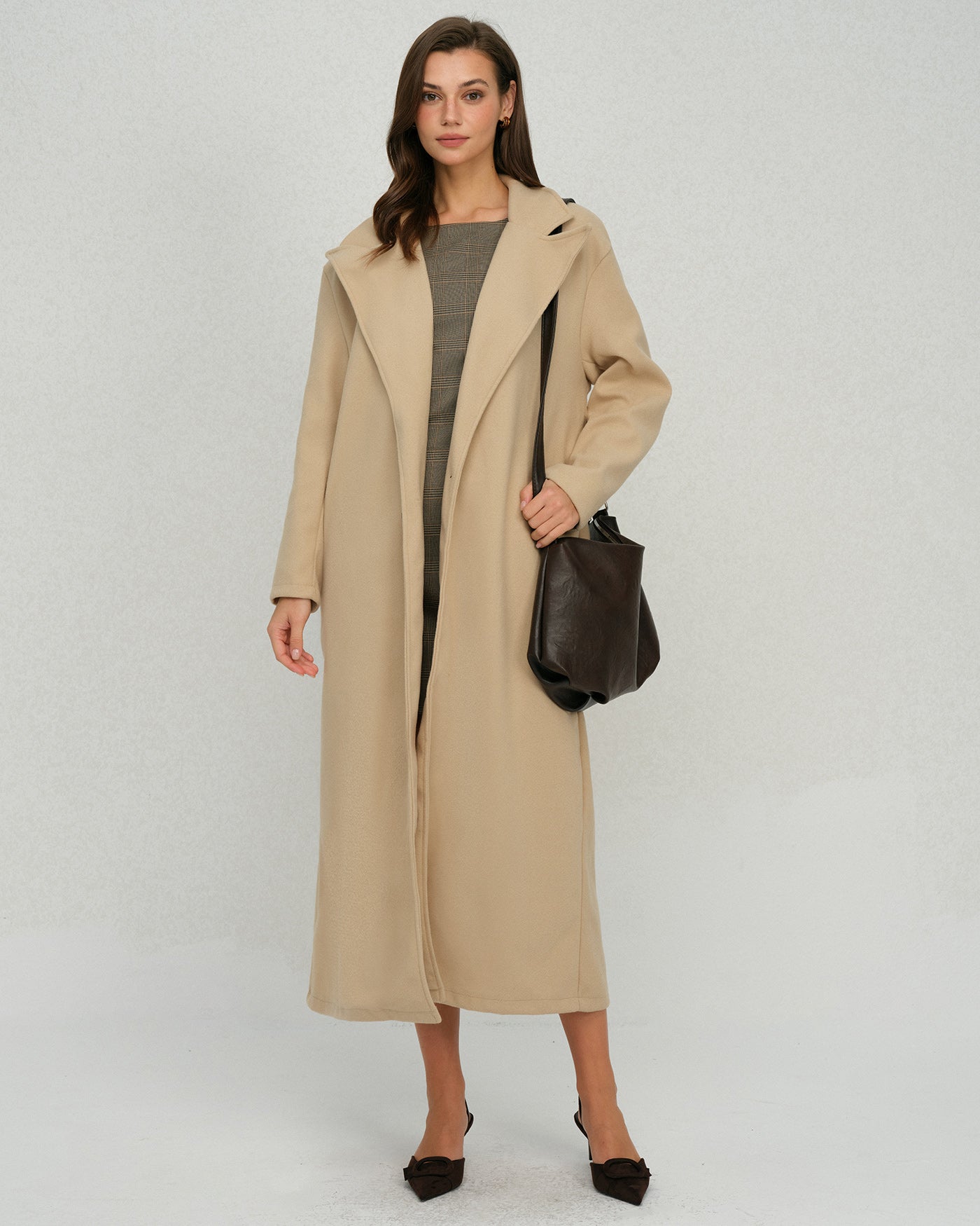 Camel Single Button Trench Coat