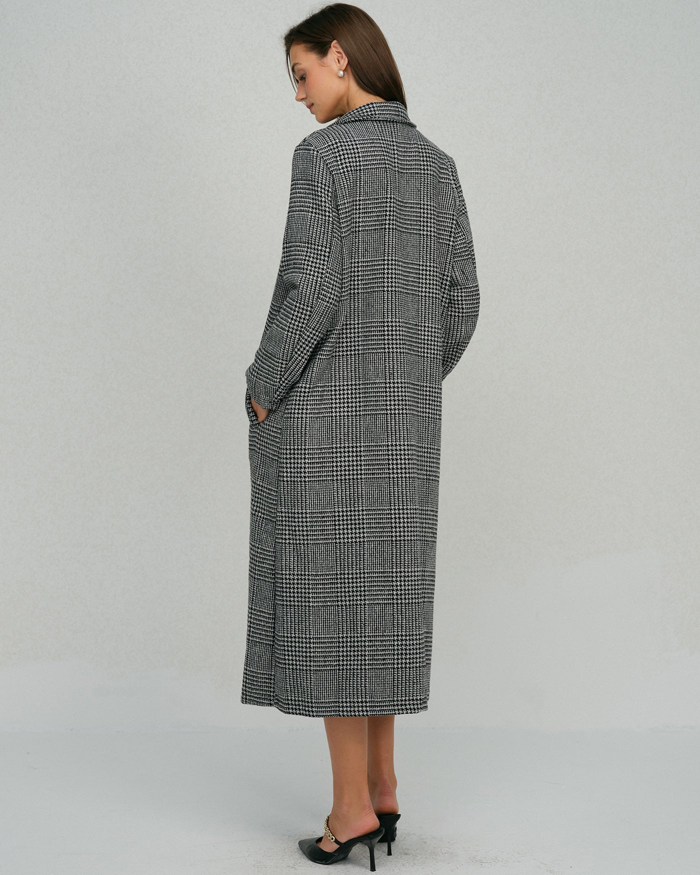Black Plaid Trench Coat