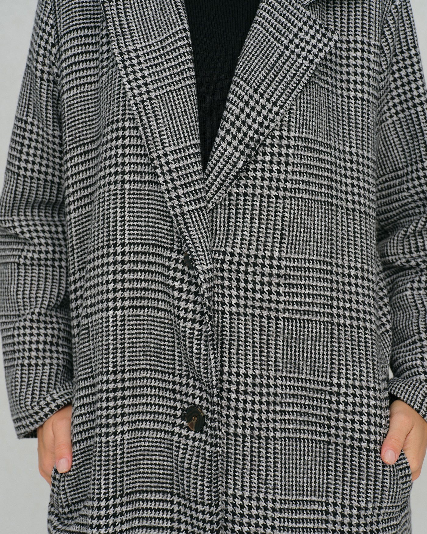 Black Plaid Trench Coat