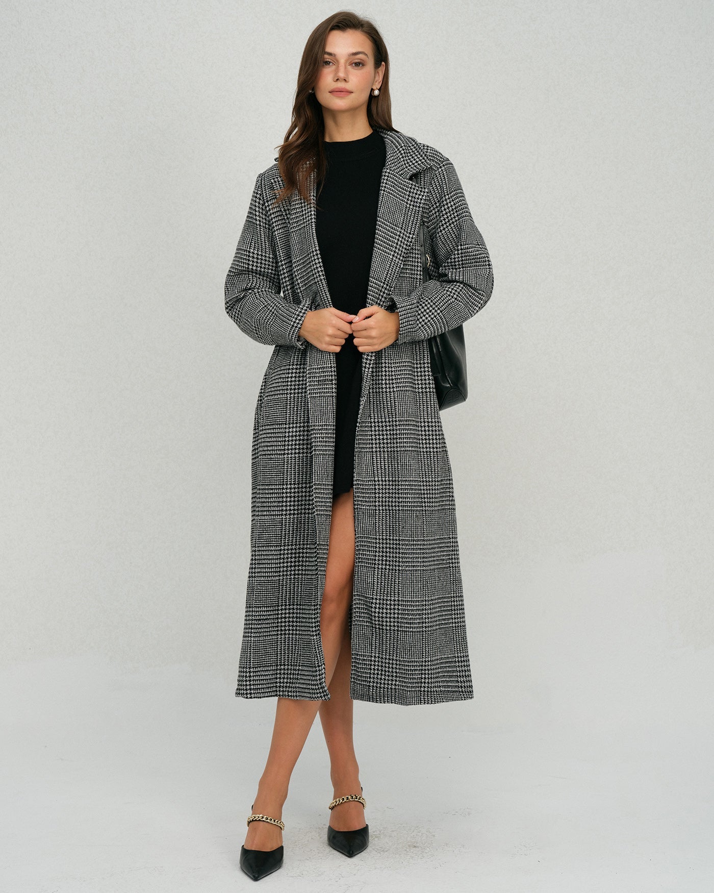 Black Plaid Trench Coat