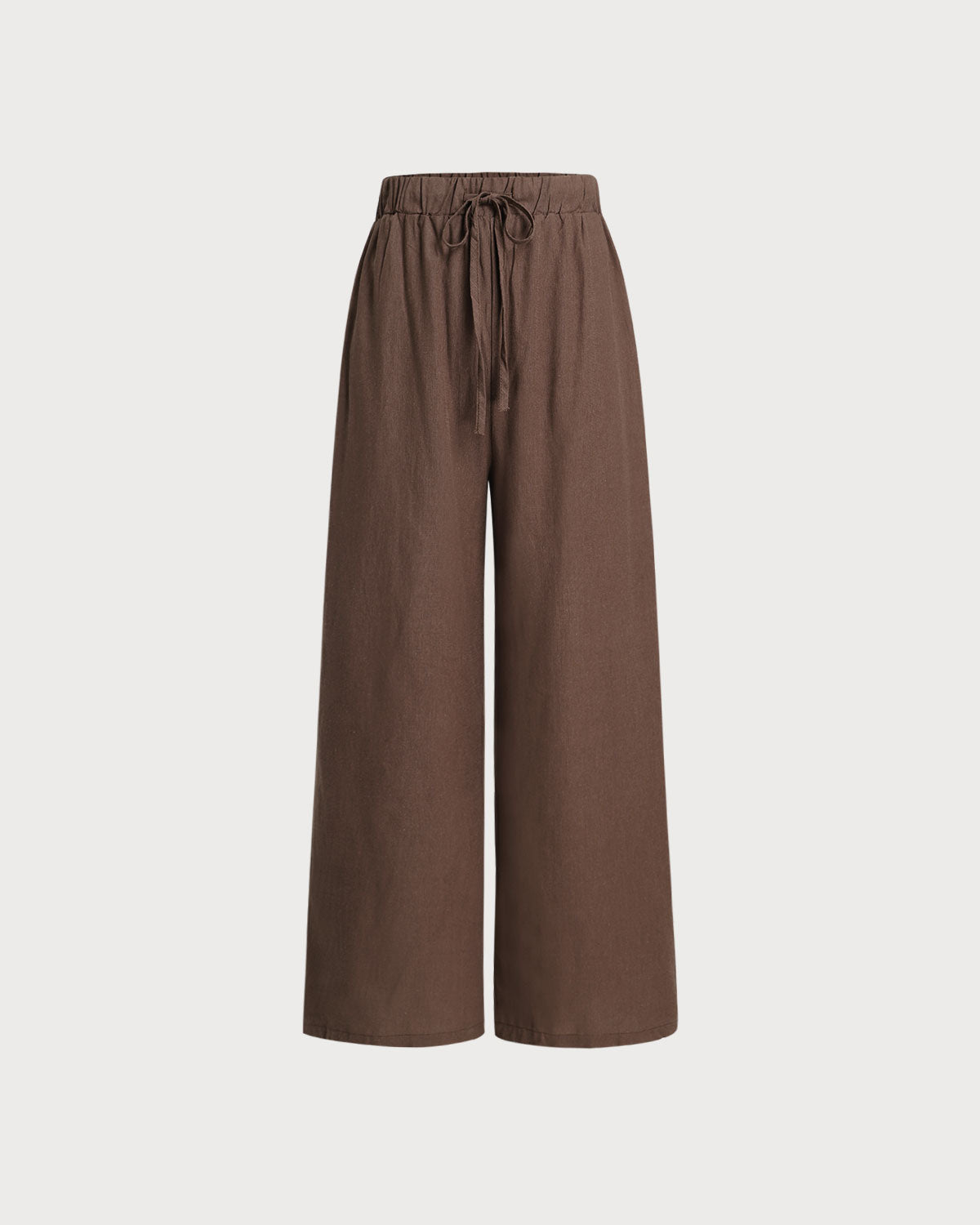 Coffee Elastic Waist Wide Leg Pants